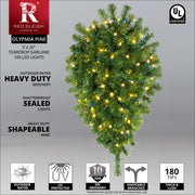Olympia Pine Prelit Commercial LED Teardrop Holiday Greenery, Warm White Lights