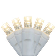 5mm Warm White LED Christmas Lights, White Wire
