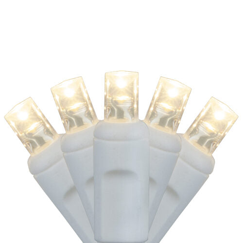 5mm Warm White LED Christmas Lights, White Wire