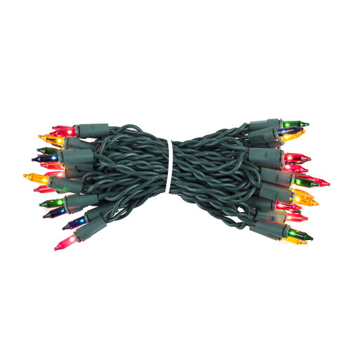 35 Multi Color Craft Lights, Green Wire, 4" Spacing