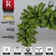 Sequoia Fir Prelit Commercial LED Holiday Garland, 50 Warm White D5 Lux360 TM Lights