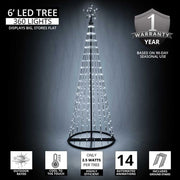 Cool White LED Animated Outdoor Lightshow Tree, Black Frame