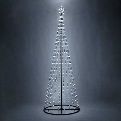 Cool White LED Animated Outdoor Lightshow Tree, Black Frame