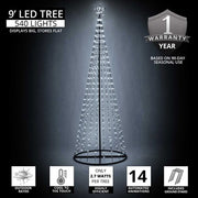Cool White LED Animated Outdoor Lightshow Tree, Black Frame