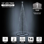 Cool White LED Animated Outdoor Lightshow Tree, Black Frame