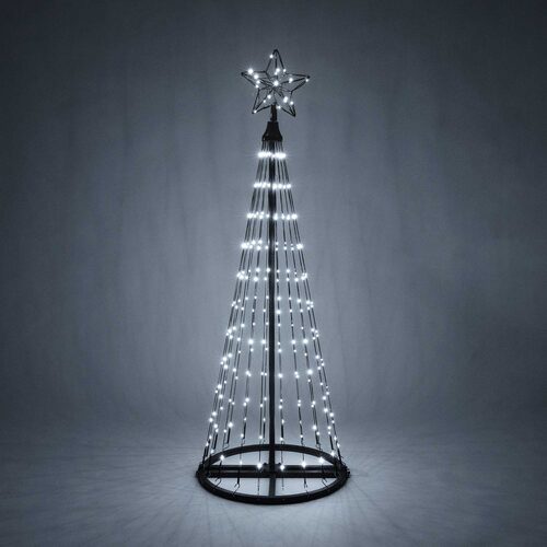 Cool White LED Animated Outdoor Lightshow Tree, Black Frame