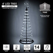 Cool White LED Animated Outdoor Lightshow Tree, Black Frame