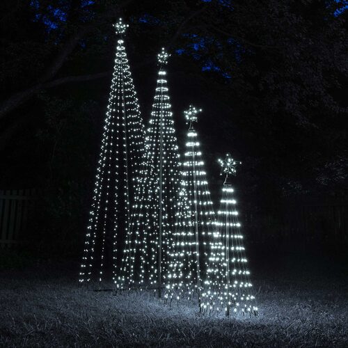 Cool White LED Animated Outdoor Lightshow Tree, Black Frame
