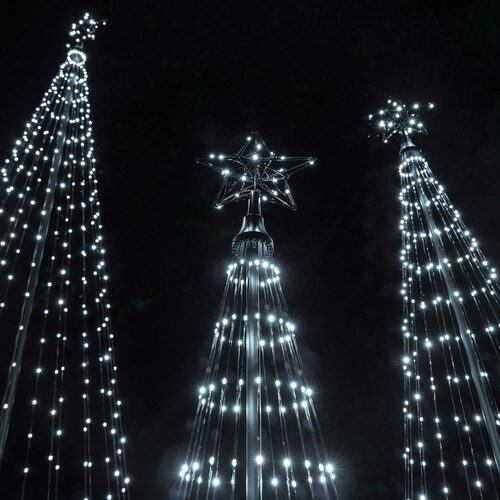 Cool White LED Animated Outdoor Lightshow Tree, Black Frame