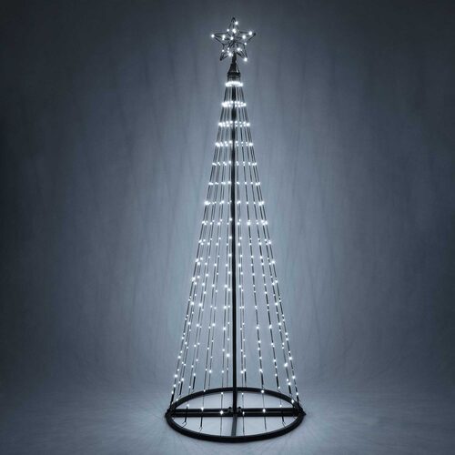 Cool White LED Animated Outdoor Lightshow Tree, Black Frame