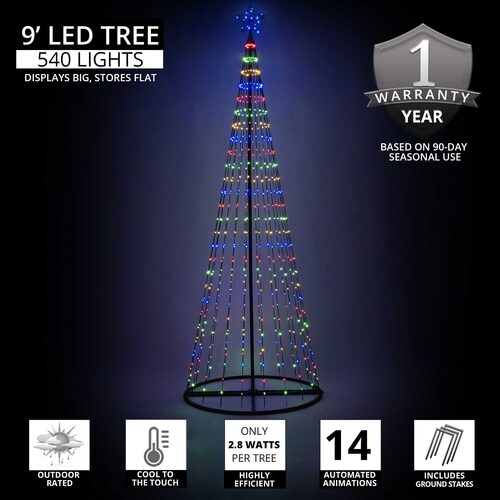 Multicolor LED Animated Outdoor Lightshow Tree, Black Frame
