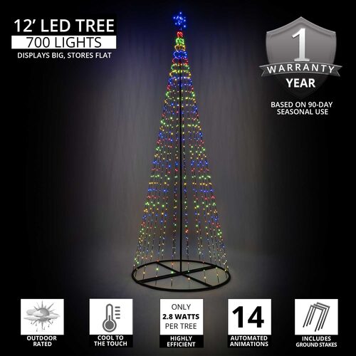 Multicolor LED Animated Outdoor Lightshow Tree, Black Frame