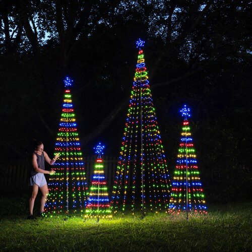 Multicolor LED Animated Outdoor Lightshow Tree, Black Frame