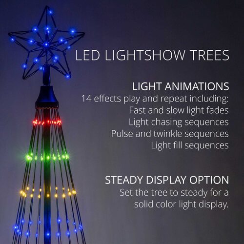 Multicolor LED Animated Outdoor Lightshow Tree, Black Frame