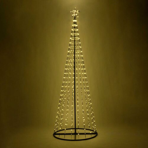 Warm White LED Animated Outdoor Lightshow Tree, Black Frame