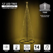 Warm White LED Animated Outdoor Lightshow Tree, Black Frame