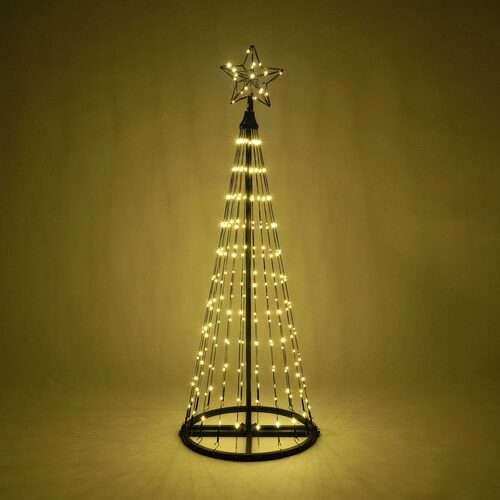 Warm White LED Animated Outdoor Lightshow Tree, Black Frame