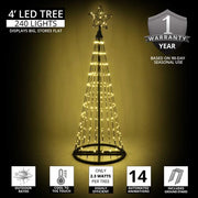 Warm White LED Animated Outdoor Lightshow Tree, Black Frame