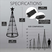 Warm White LED Animated Outdoor Lightshow Tree, Black Frame