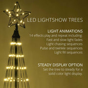 Warm White LED Animated Outdoor Lightshow Tree, Black Frame