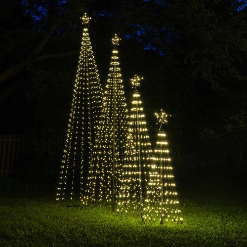 Warm White LED Animated Outdoor Lightshow Tree, Black Frame