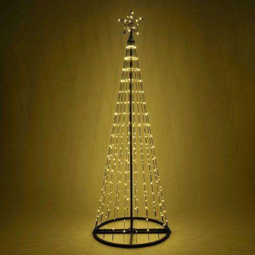 Warm White LED Animated Outdoor Lightshow Tree, Black Frame