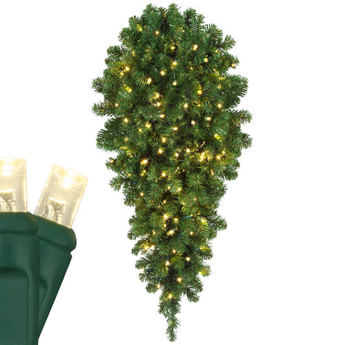 Oregon Fir Prelit Commercial LED Teardrop Holiday Greenery, Warm White Lights