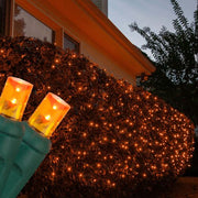 4' 6' 5mm Amber 5mm LED Christmas Net Lights, 100 Lights on Green Wire