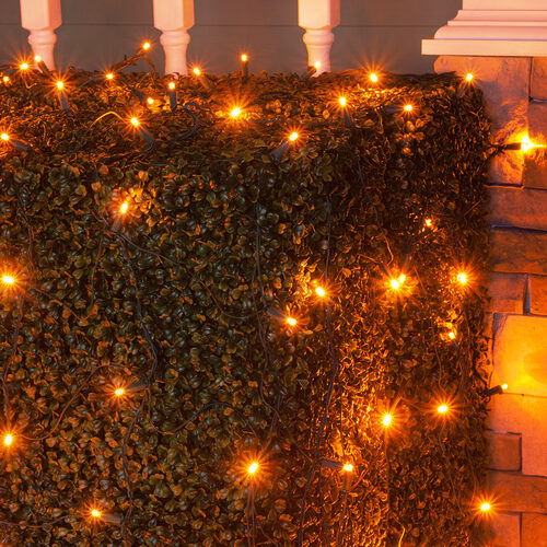4' 6' 5mm Amber 5mm LED Christmas Net Lights, 100 Lights on Green Wire