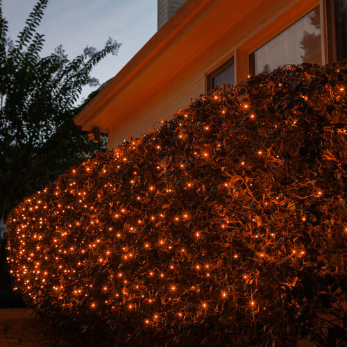 4' 6' 5mm Amber 5mm LED Christmas Net Lights, 100 Lights on Green Wire