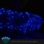 4' 6' 5mm Blue SoftTwinkle 5mm LED Christmas Net Lights, 70 Lights on Green Wire