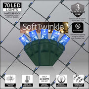 4' 6' 5mm Blue SoftTwinkle 5mm LED Christmas Net Lights, 70 Lights on Green Wire