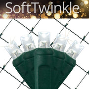4' 6' 5mm Cool White SoftTwinkle 5mm LED Christmas Net Lights, 70 Lights on Green Wire