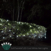 4' 6' 5mm Cool White SoftTwinkle 5mm LED Christmas Net Lights, 70 Lights on Green Wire