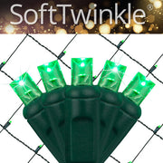 4' 6' 5mm Green SoftTwinkle 5mm LED Christmas Net Lights, 70 Lights on Green Wire
