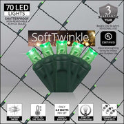 4' 6' 5mm Green SoftTwinkle 5mm LED Christmas Net Lights, 70 Lights on Green Wire