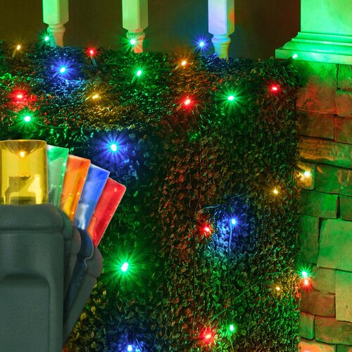 4' 6' 5mm Multicolor 5mm LED Christmas Net Lights, 100 Lights on Green Wire