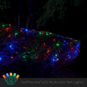 4' 6' 5mm Multicolor SoftTwinkle 5mm LED Christmas Net Lights, 70 Lights on Green Wire