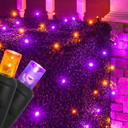 4' 6' 5mm Purple, Orange 5mm LED Christmas Net Lights, 100 Lights on Black Wire