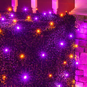 4' 6' 5mm Purple, Orange 5mm LED Christmas Net Lights, 100 Lights on Black Wire