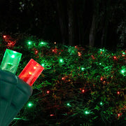 4' 6' 5mm Red, Green 5mm LED Christmas Net Lights, 100 Lights on Green Wire