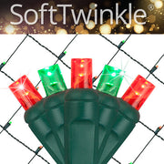 4' 6' 5mm Red, Green SoftTwinkle 5mm LED Christmas Net Lights, 70 Lights on Green Wire