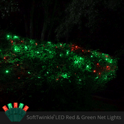 4' 6' 5mm Red, Green SoftTwinkle 5mm LED Christmas Net Lights, 70 Lights on Green Wire