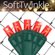4' 6' 5mm Red SoftTwinkle 5mm LED Christmas Net Lights, 70 Lights on Green Wire