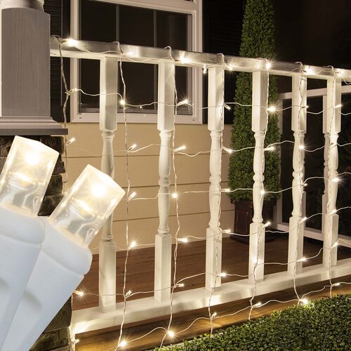 4' 6' 5mm Warm White 5mm LED Christmas Net Lights, 100 Lights on White Wire