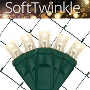 4' 6' 5mm Warm White SoftTwinkle 5mm LED Christmas Net Lights, 70 Lights on Green Wire