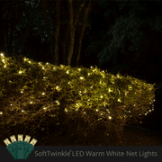 4' 6' 5mm Warm White SoftTwinkle 5mm LED Christmas Net Lights, 70 Lights on Green Wire