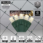 4' 6' 5mm Warm White SoftTwinkle 5mm LED Christmas Net Lights, 70 Lights on Green Wire