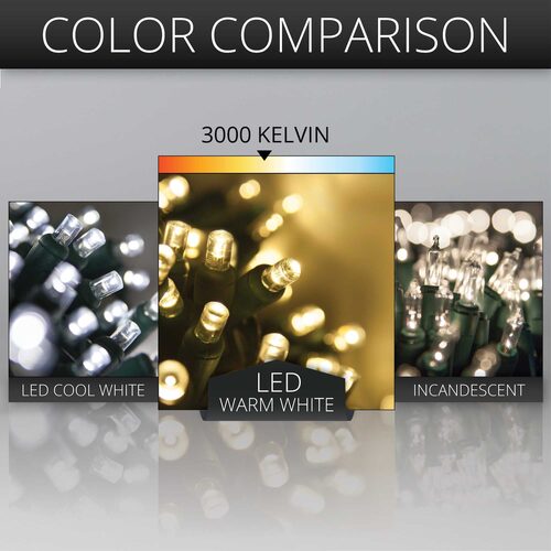 4' 6' 5mm Warm White Twinkle 5mm LED Christmas Net Lights, 100 Lights on Green Wire