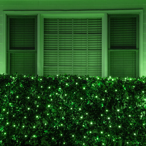 4' 6' Green 5mm LED Christmas Net Lights, 100 Lamps on Green Wire